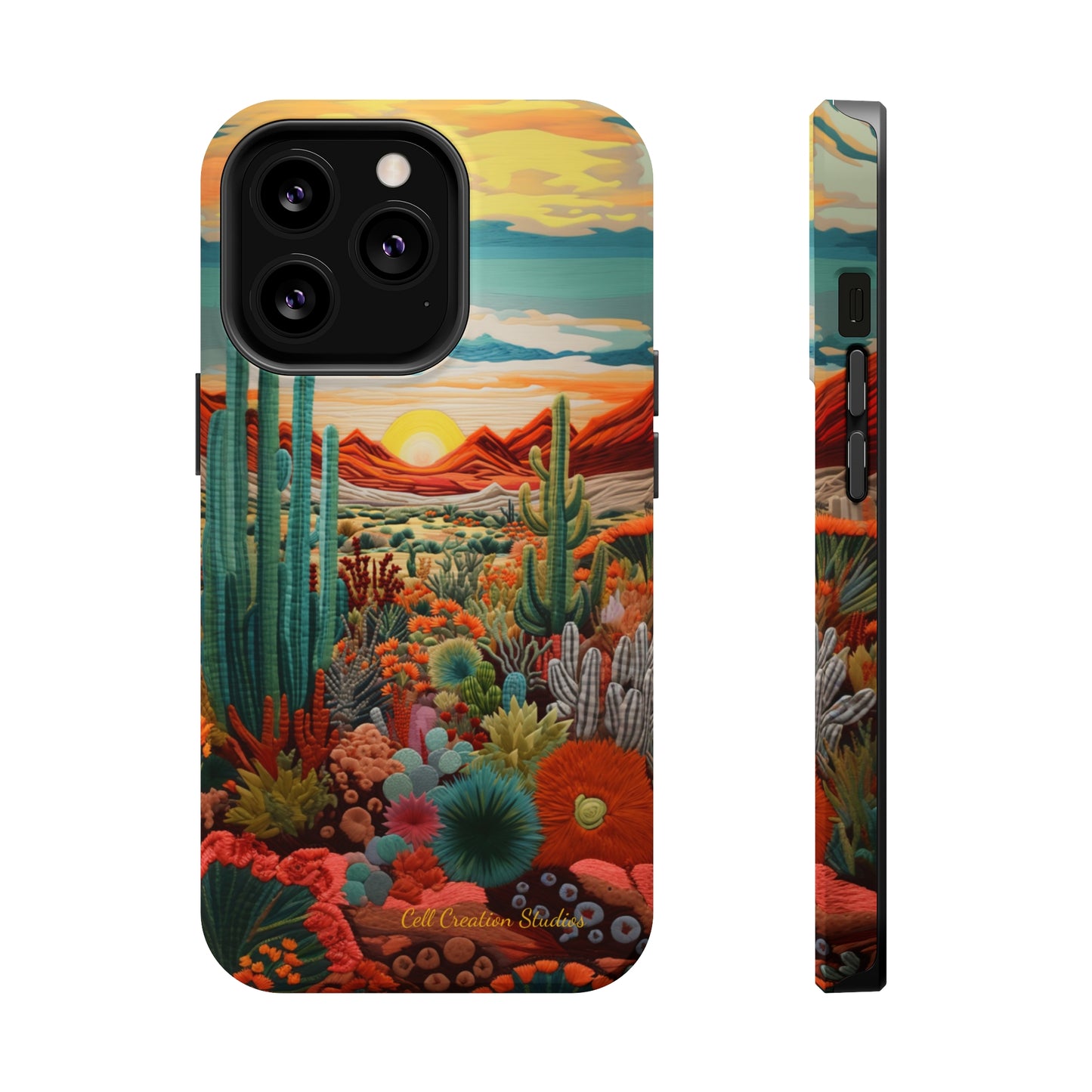 "Desert Bloom Embroidery" -MagSafe Tough iPhone Cases