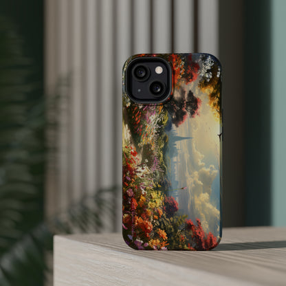 Introducing the "Floral Haven" Cell Phone Case – Where Nature and Urban Marvels Converge! -MagSafe Tough Cases