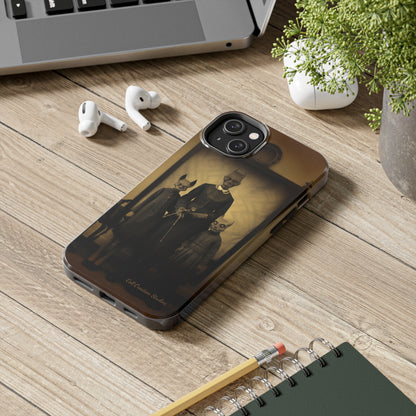 Introducing the "Vintage Odd Creatures" Cell Phone Case – Step into the Eerie Charm of a Haunting Family Portrait -Tough Phone Cases