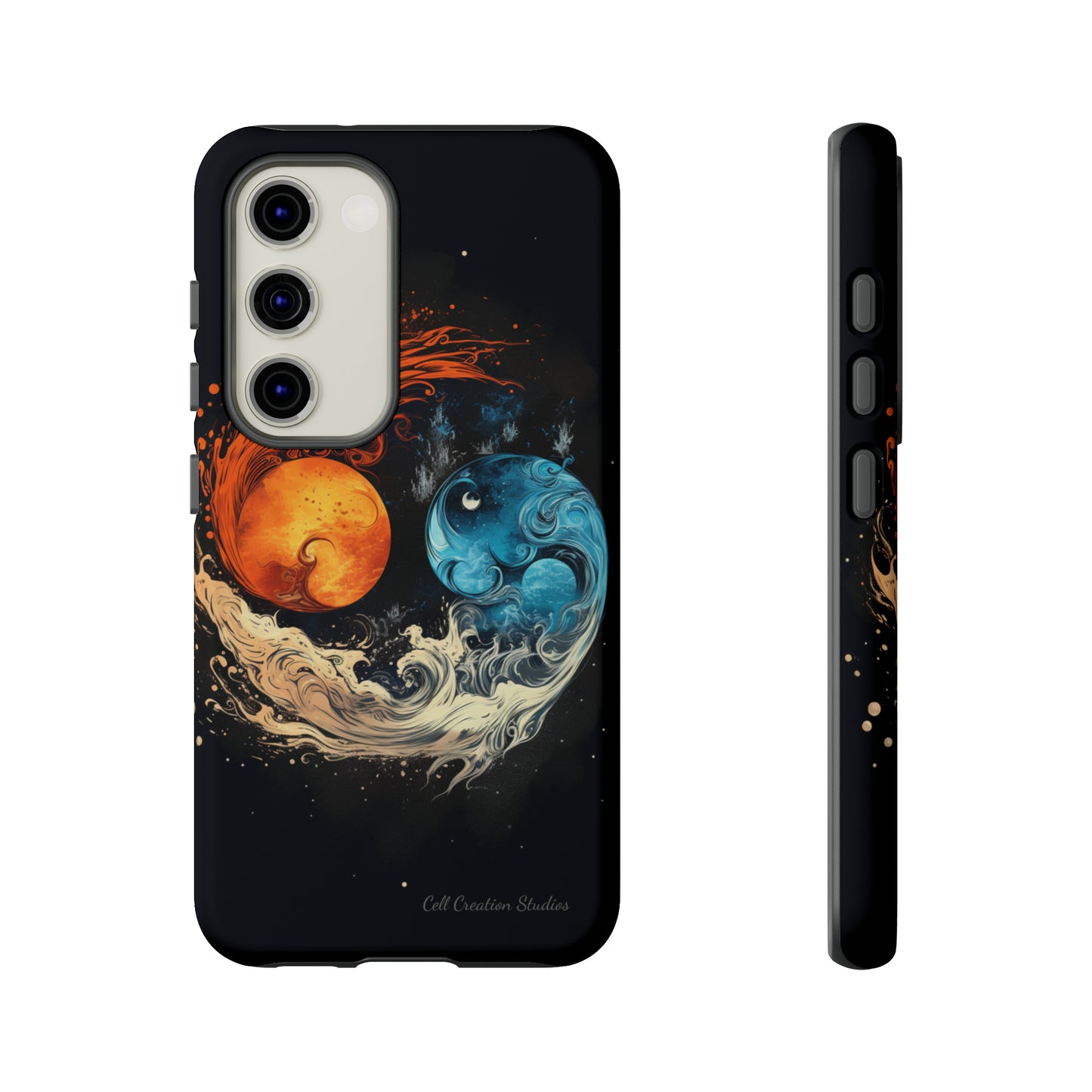 "Harmony in Contrast: Orange and Blue Yin and Yang" Phone Case -Tough Cases