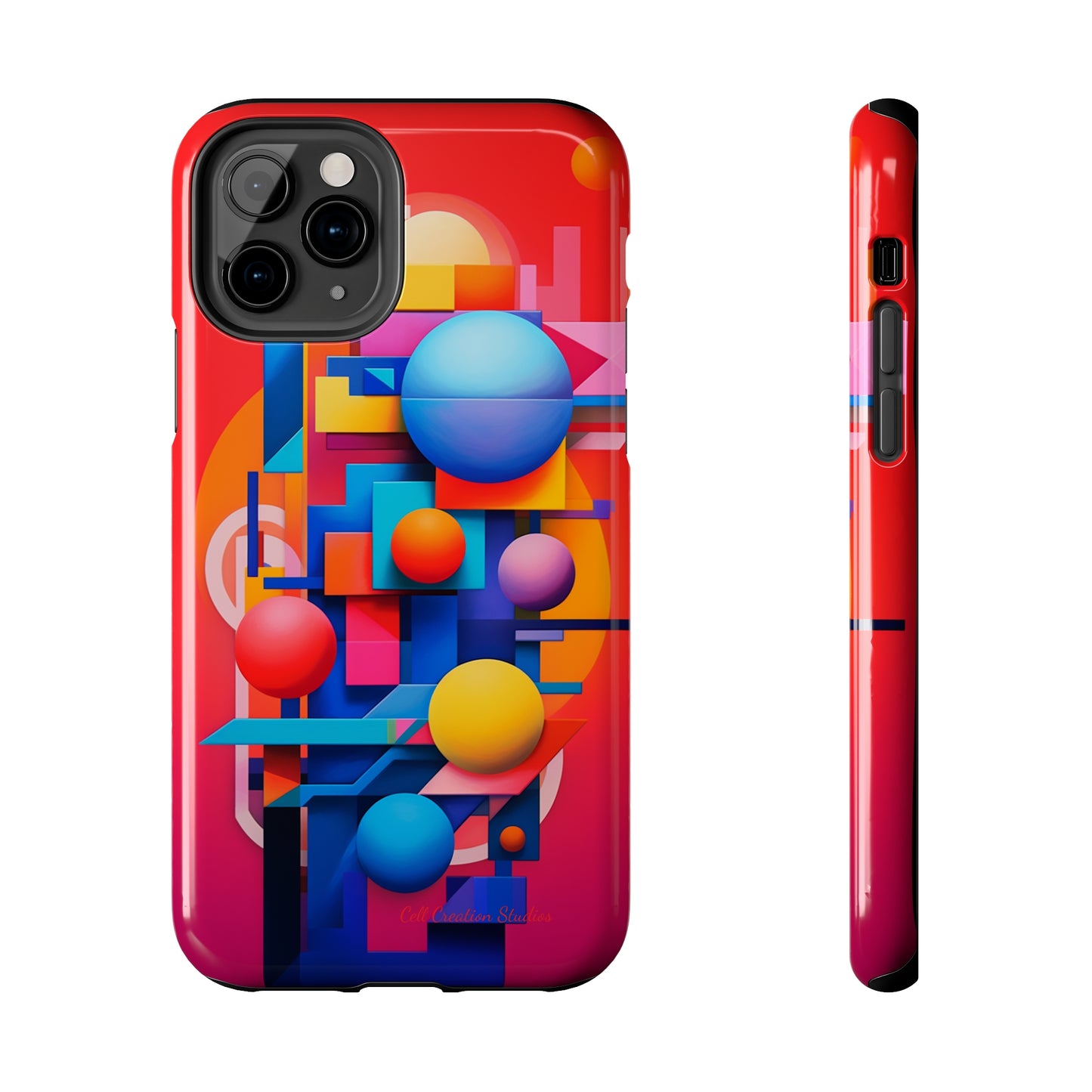 The "Geometric Red Background" Cell Phone Case- Upgrade Your Phone's Aesthetics -Tough Phone Cases