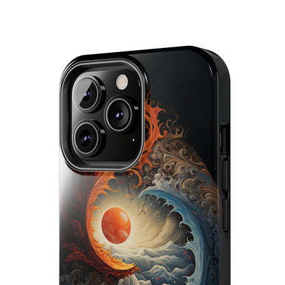 "Dual Elements Clash: Fire and Water Abstract" Phone Case -Tough Phone Cases