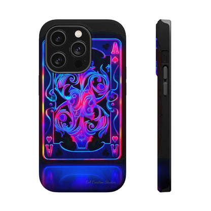 Introducing the "Neon Ace of Hearts" Cell Phone Case – Elevate Your Style with a Dazzling Card -MagSafe Tough Cases