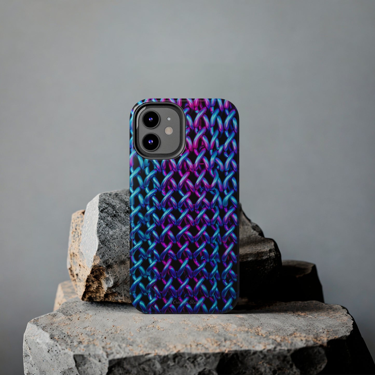 Introducing the "Neon Chainlink Glow" Cell Phone Case – Illuminate Your Style with Vibrant Chain Pattern Design -Tough Phone Cases