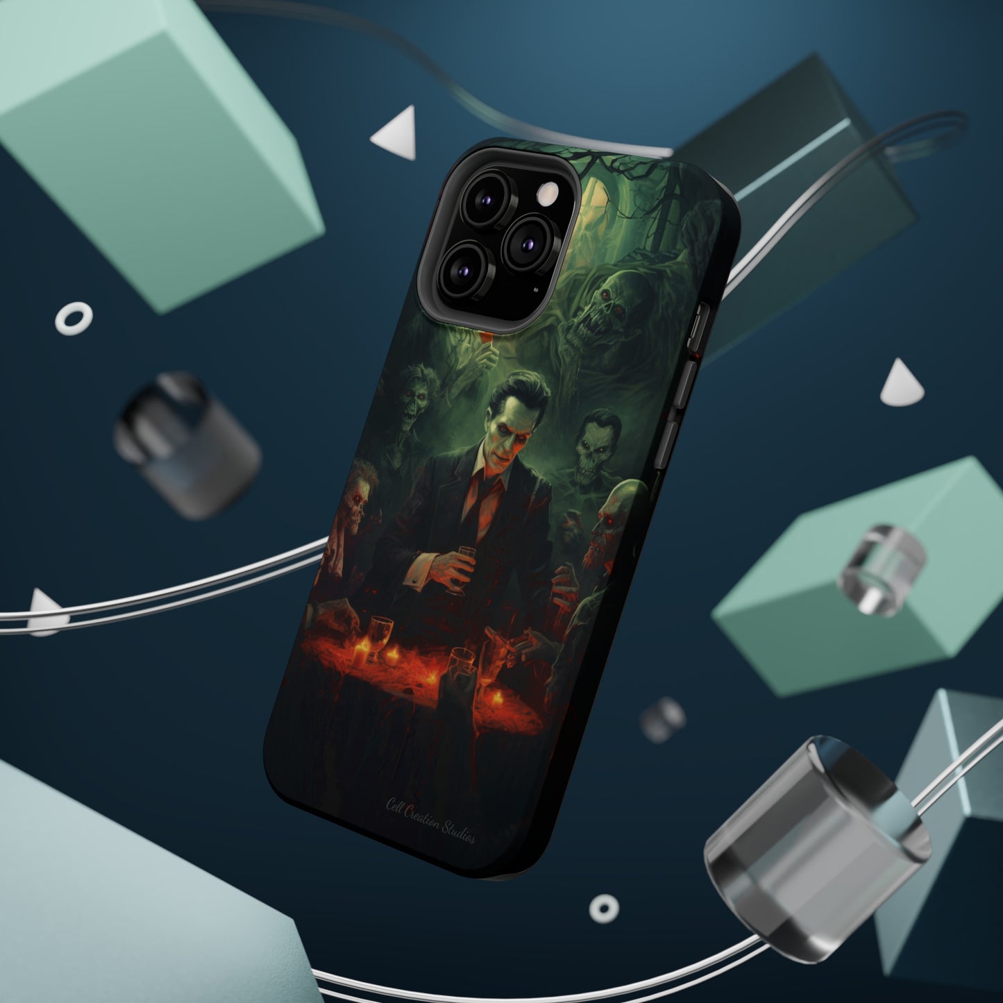 Introducing the "Dracula's Halloween Soiree" Cell Phone Case – Join the Spooky Gathering -MagSafe Tough Cases