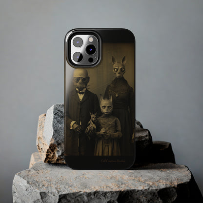 Introducing the "Vintage Odd Creatures" Cell Phone Case – Step into the Eerie Charm of a Haunting Family Portrait -Tough Phone Cases