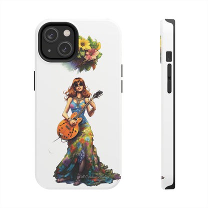 Introducing the "Hippie Chick Groove" Cell Phone Case – Retro Vibes and Musical Delight -Tough Phone Cases