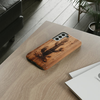 "Cactus Burnt Wood Design" Phone Case -Tough Cases