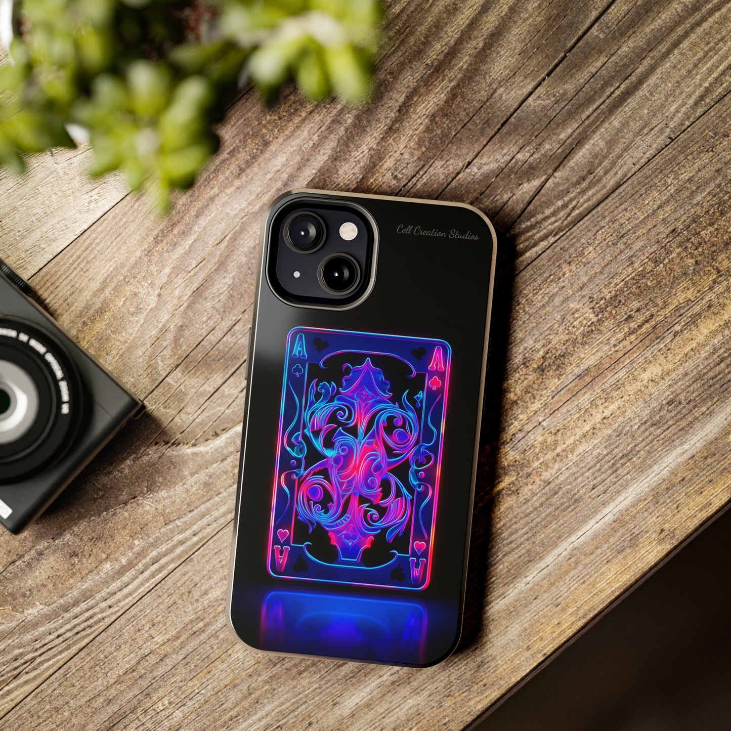 Introducing the "Neon Ace of Hearts" Cell Phone Case – Elevate Your Style with a Dazzling Card -Tough Phone Cases