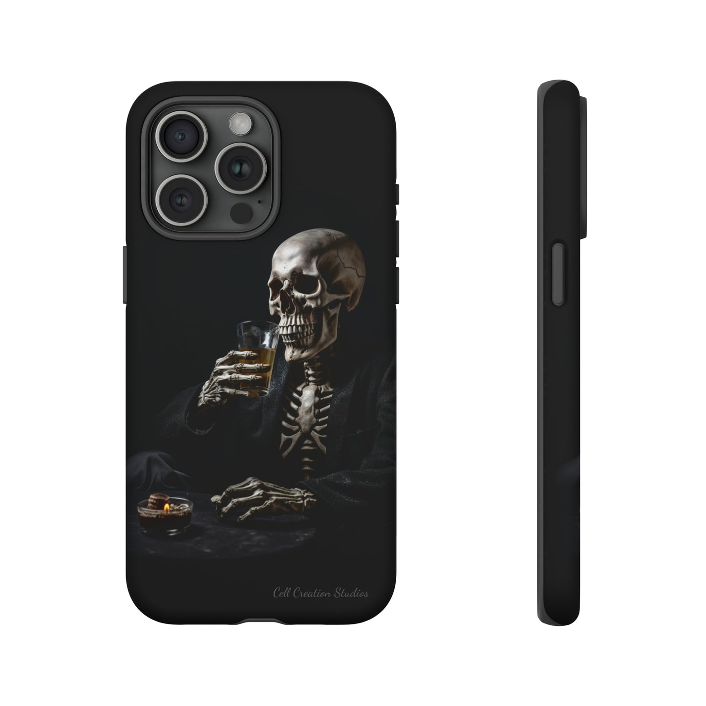 "Embrace the Dark Side with Our Skeleton Drinking Phone Case" -Tough Cases