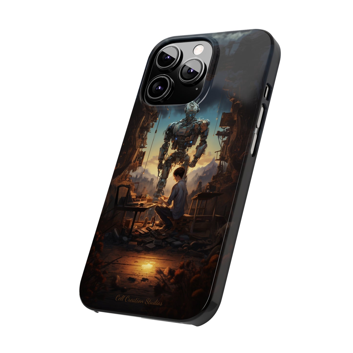 Introducing the "Mechanical Bond" Cell Phone Case – Witness a Captivating Moment of Giant Robot and Boy -Slim Phone Cases