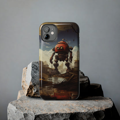 Introducing the "Urban Encounter" Cell Phone Case – Witness the Epic Convergence of Man and Giant Robot -Tough Phone Cases