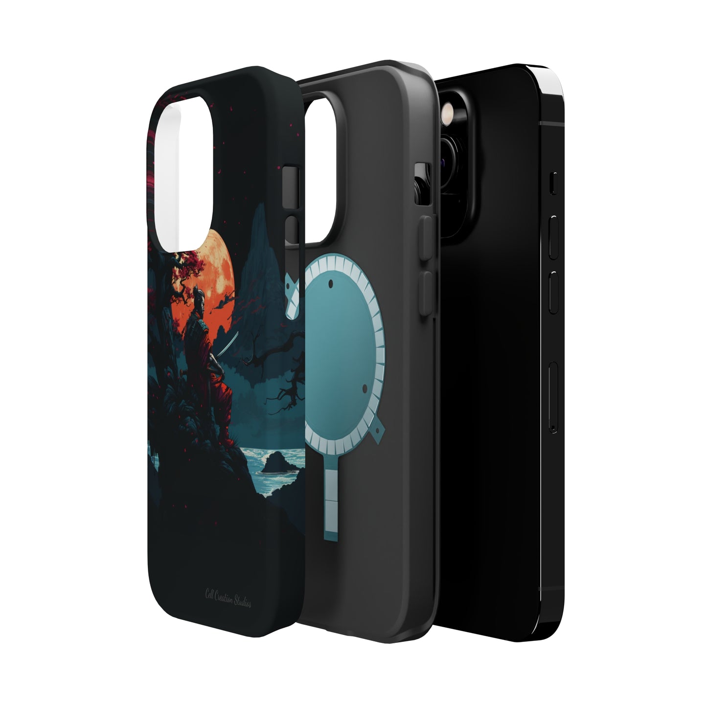 Introducing the "Moonlit Samurai Serenity" Cell Phone Case – Embrace Elegance and Strength -MagSafe Tough Cases