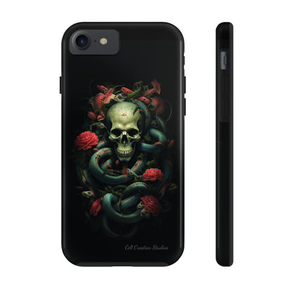 Introducing the "Serpentine Elegance" Cell Phone Case: Where Skulls and Snakes, Intertwine -Tough Phone Cases