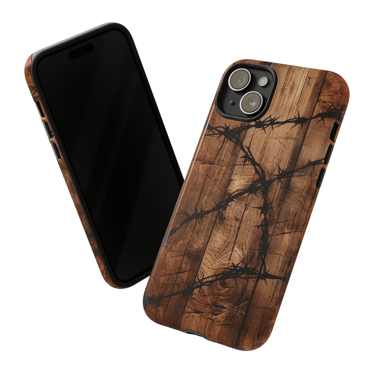 "Elegant Barb Wire on Wood" Embrace Rustic Style -Tough Phone Cases