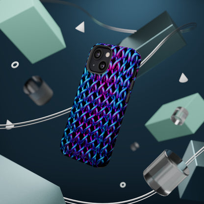 Introducing the "Neon Chainlink Glow" Cell Phone Case – Illuminate Your Style with Vibrant Chain Pattern Design -MagSafe Tough Cases