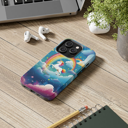 Introducing the "Rainbow Soar" Cell Phone Case – Embark on a Whimsical Journey with a Flying Unicorn -Tough Phone Cases