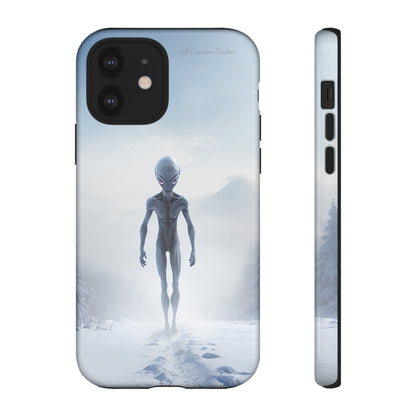 Introducing the "Frosty Extraterrestrial" Cell Phone Case – Embrace Alien Intrigue Amidst the Snowscape -Tough Cases