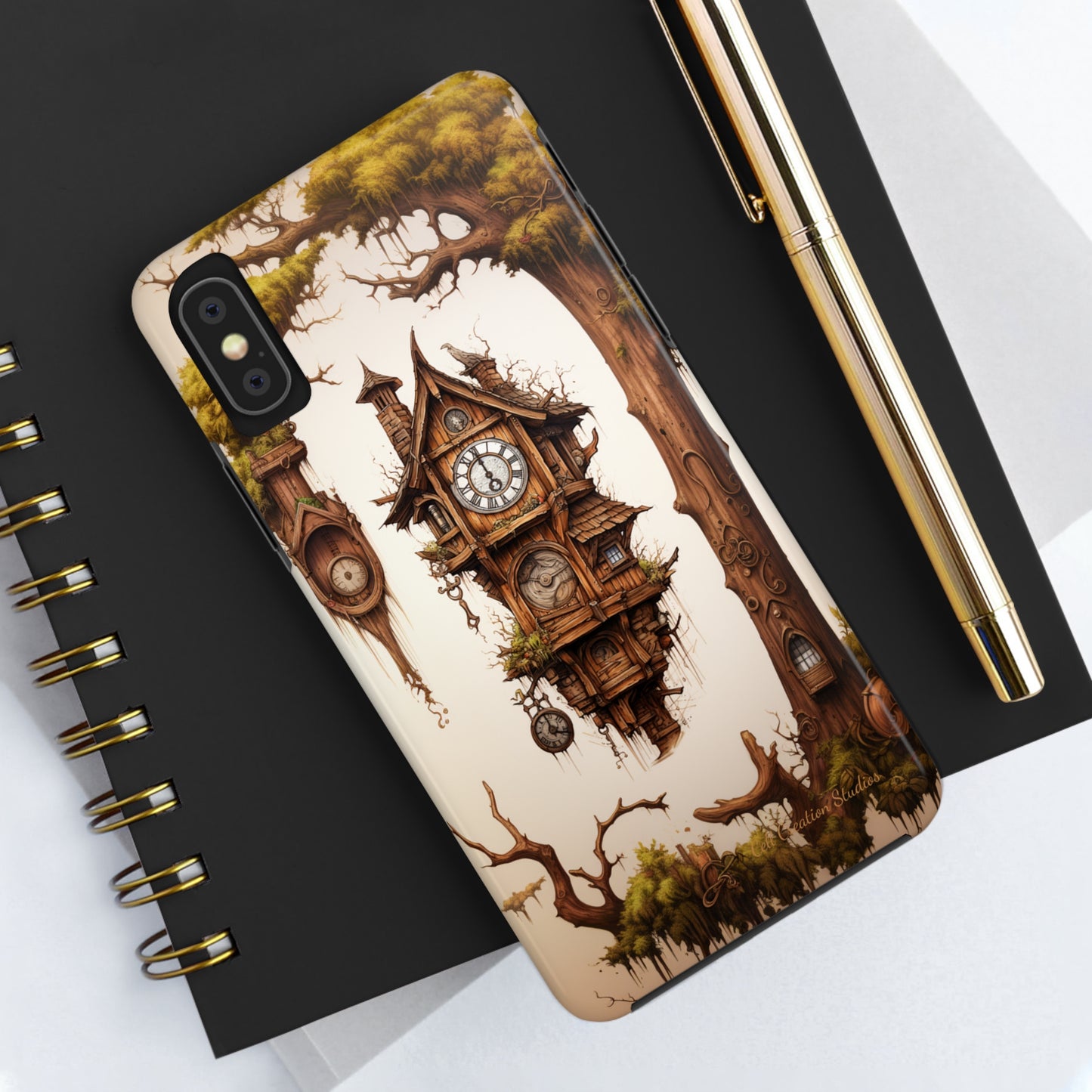 Introducing the "Mystical Wooden Clock" Cell Phone Case – Embrace Enchantment and Timeless Beauty -Tough Phone Cases