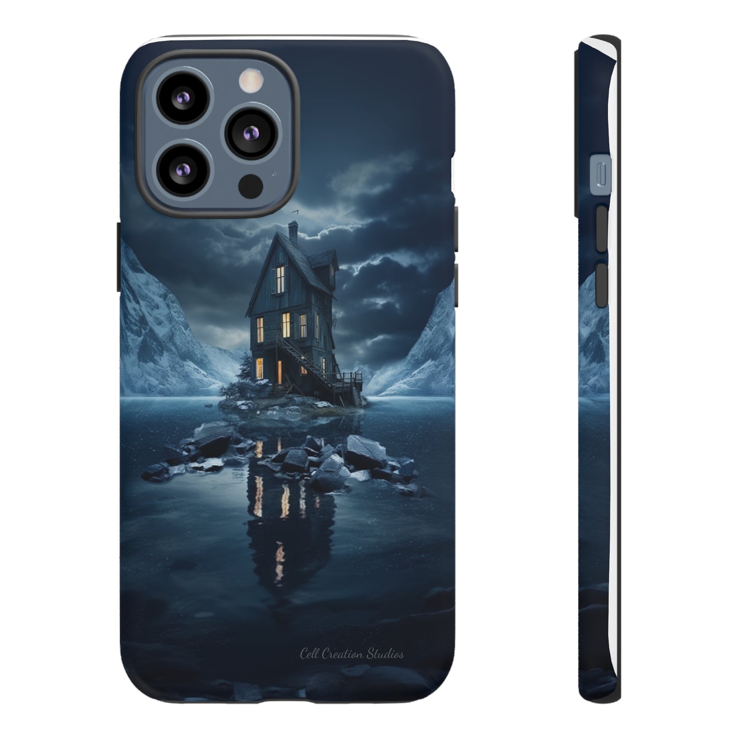 "Mountain Retreat" Winter Lake Cell Phone Cover – Capture the Tranquil Beauty!