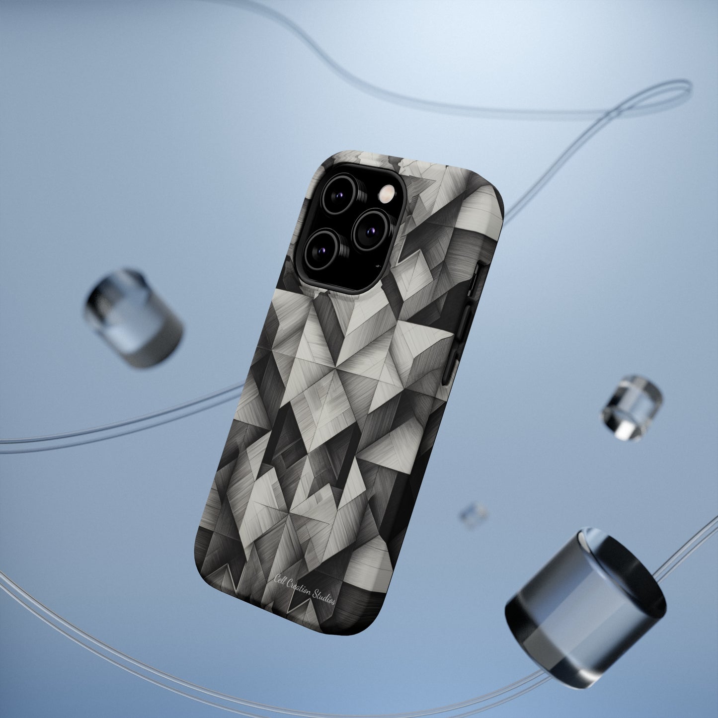 The "Black and White Geometric Pattern" Cell Phone Case- Elevate Your Phone's Style -MagSafe Tough Cases