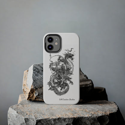 "Samurai and Dragon Sketch" -Tough iPhone Cases