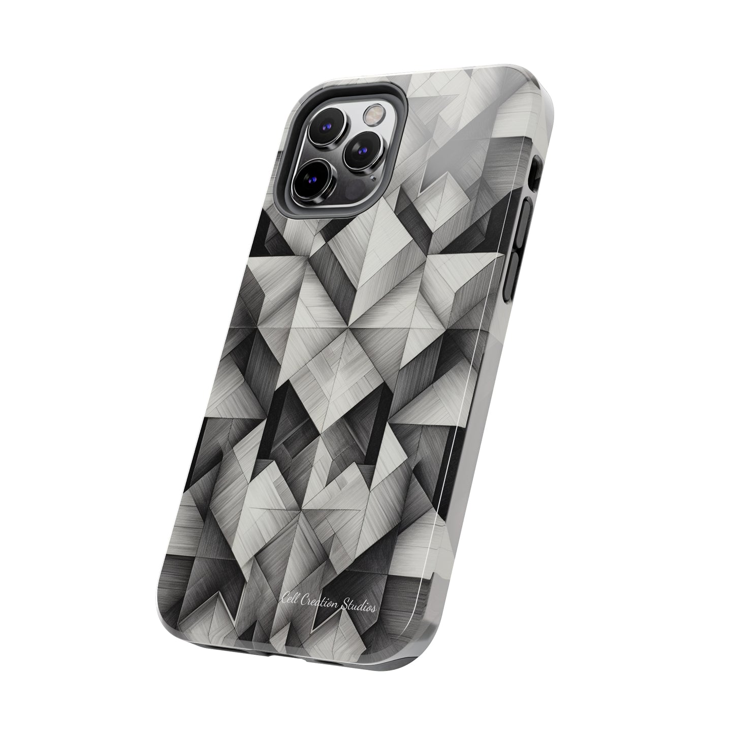 The "Black and White Geometric Pattern" Cell Phone Case- Elevate Your Phone's Style-Tough Phone Cases