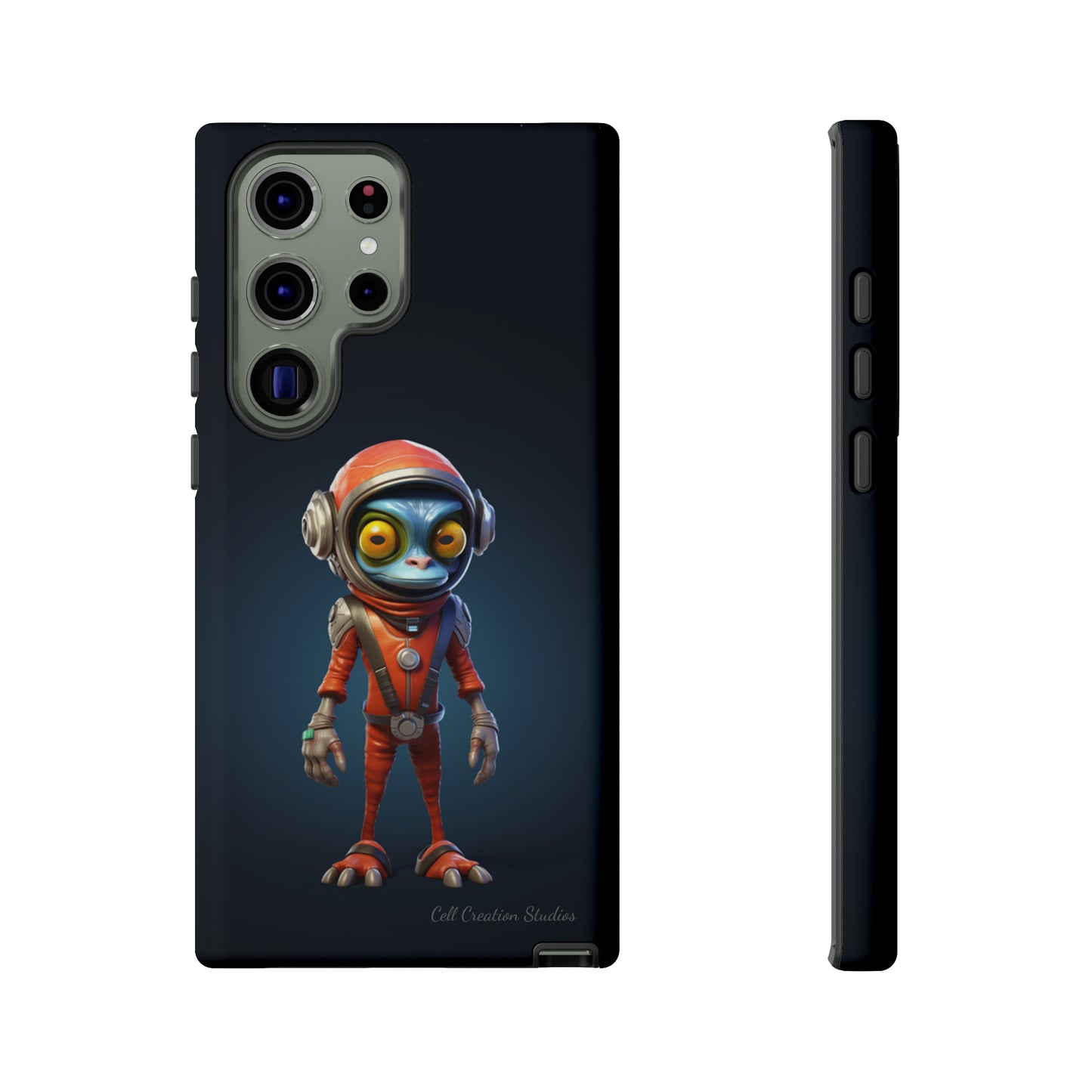 The "AstroGuard" Animated Blue Alien Astronaut Phone Case -Tough Cases