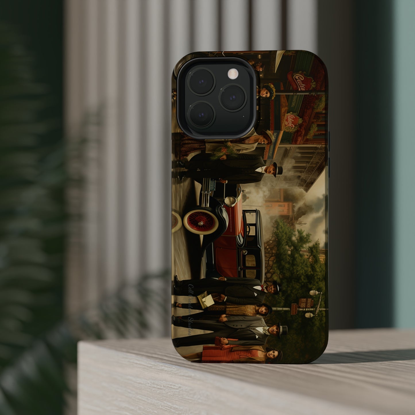 Introducing the "1920s Americana Revival" Cell Phone Case – Step into Nostalgic Elegance with a Vintage Street Scene! -MagSafe Tough Cases