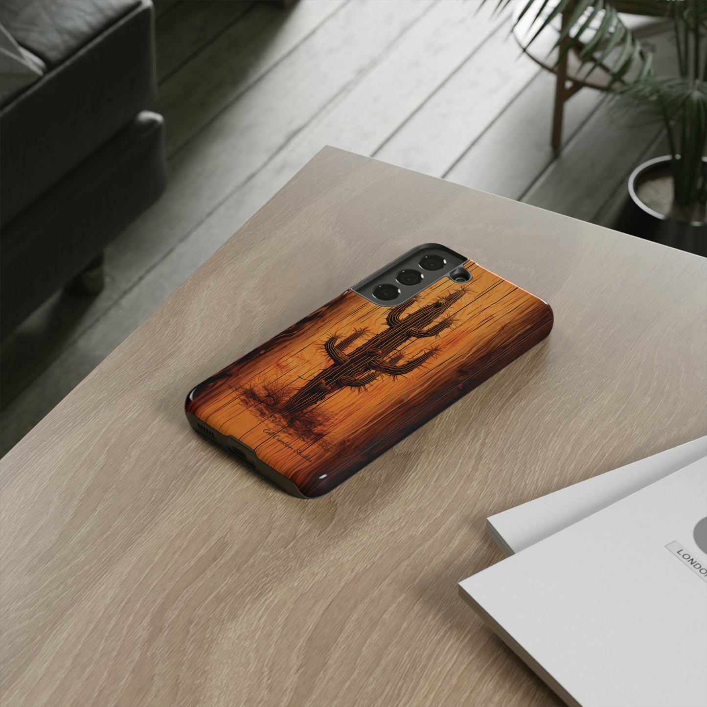 "Cactus Burnt Wood Phone Case" -Tough Cases