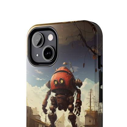 Introducing the "Urban Encounter" Cell Phone Case – Witness the Epic Convergence of Man and Giant Robot -Tough Phone Cases