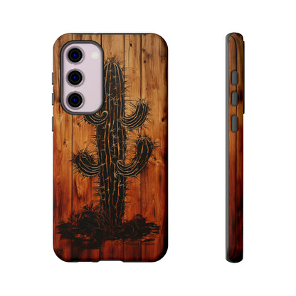 "Desert Vibes Cactus Burnt Wood Design" Phone Case -Tough Cases