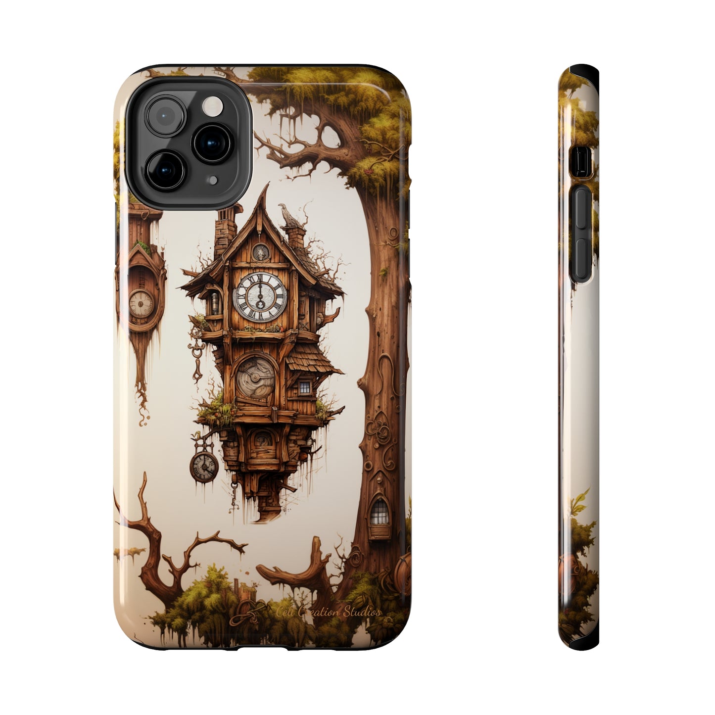 Introducing the "Mystical Wooden Clock" Cell Phone Case – Embrace Enchantment and Timeless Beauty -Tough Phone Cases