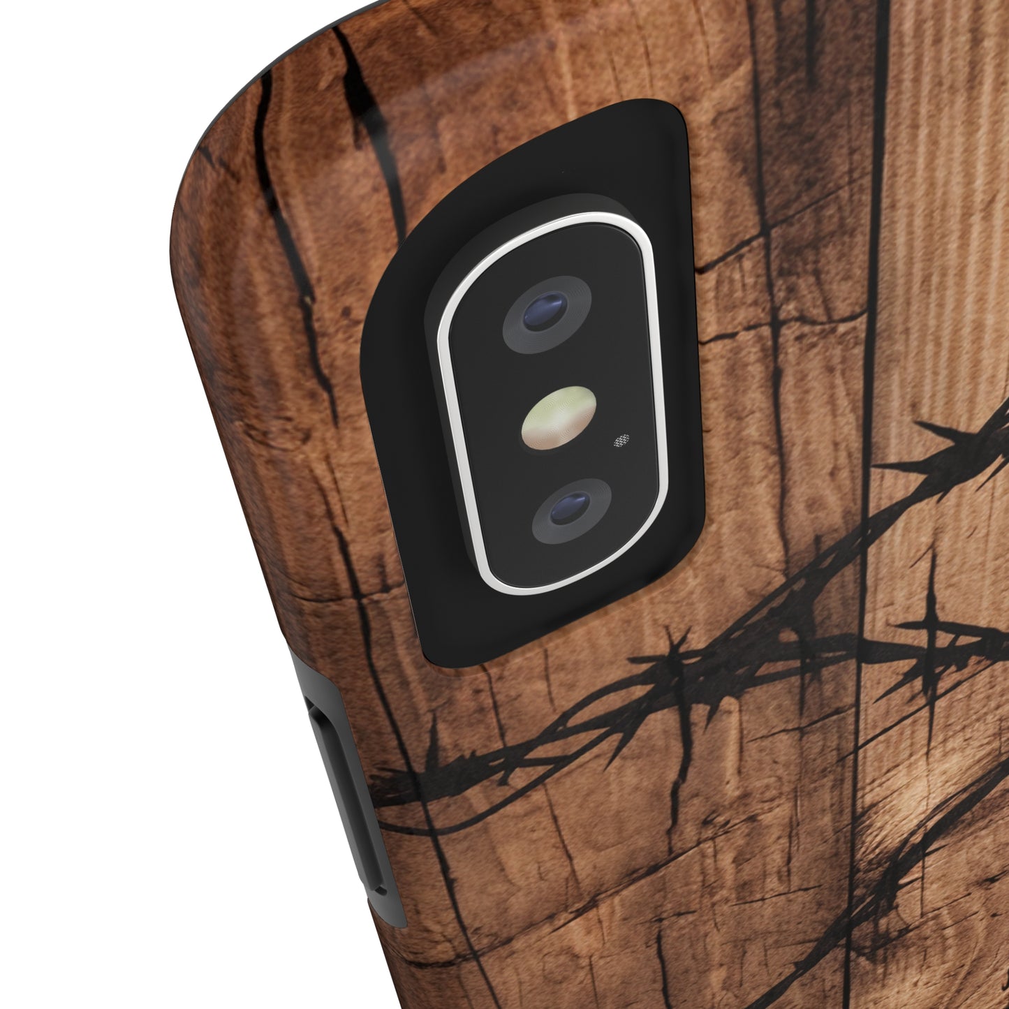 "Elegant Barb Wire on Wood" Embrace Rustic Style -Tough Phone Cases