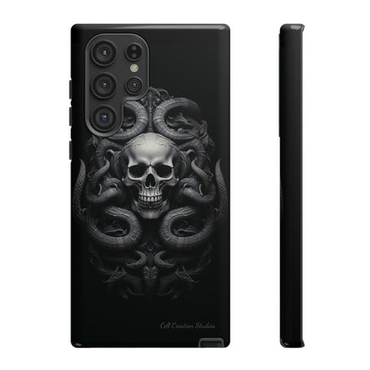 Introducing the "Monochrome Skull and Snakes" Cell Phone Case – A Bold Statement in Black and White -Tough Cases