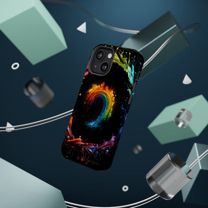 "Vibrant Swirls Painted on Black" Cell Phone Case -MagSafe Tough Cases