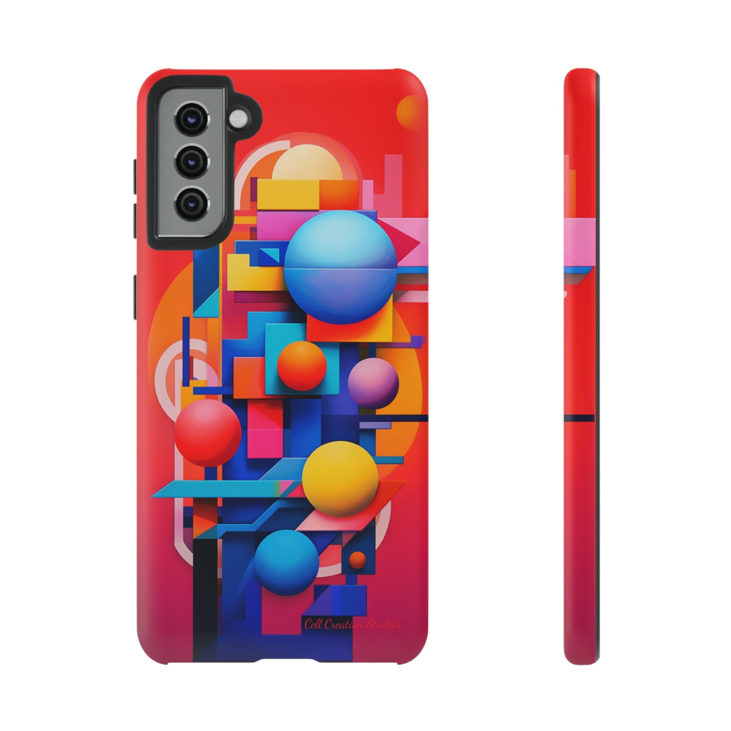 The "Geometric Red Background" Cell Phone Case- Upgrade Your Phone's Aesthetics -Tough Cases