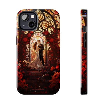 Introducing the "Stained Glass Love" Cell Phone Case – Capture the Romance of a Couple in Front of a Stained Glass Window -Tough Phone Cases