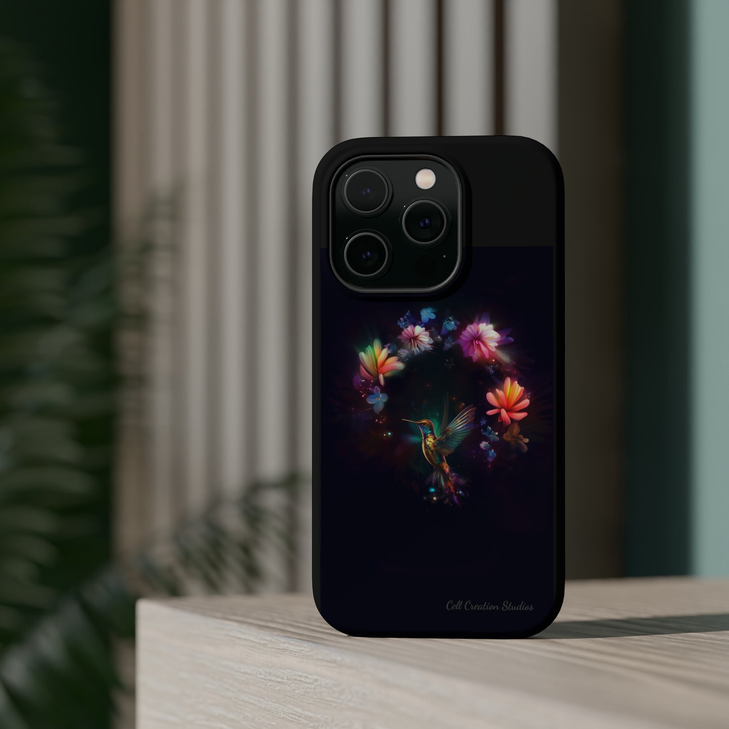 Introducing the "Floral Harmony Hummingbird" Cell Phone Case – Where Elegance Meets Nature -MagSafe Tough Cases