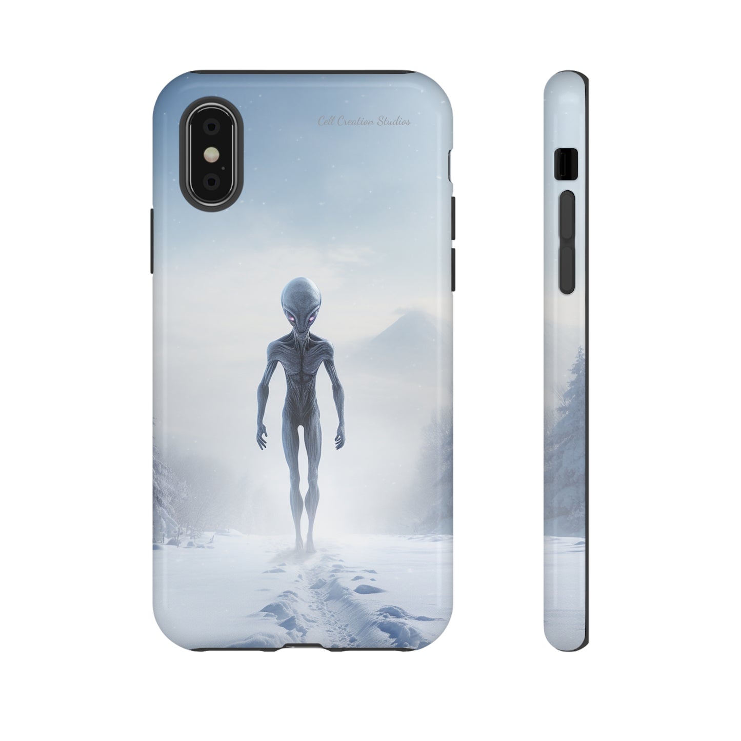 Introducing the "Frosty Extraterrestrial" Cell Phone Case – Embrace Alien Intrigue Amidst the Snowscape -Tough Cases