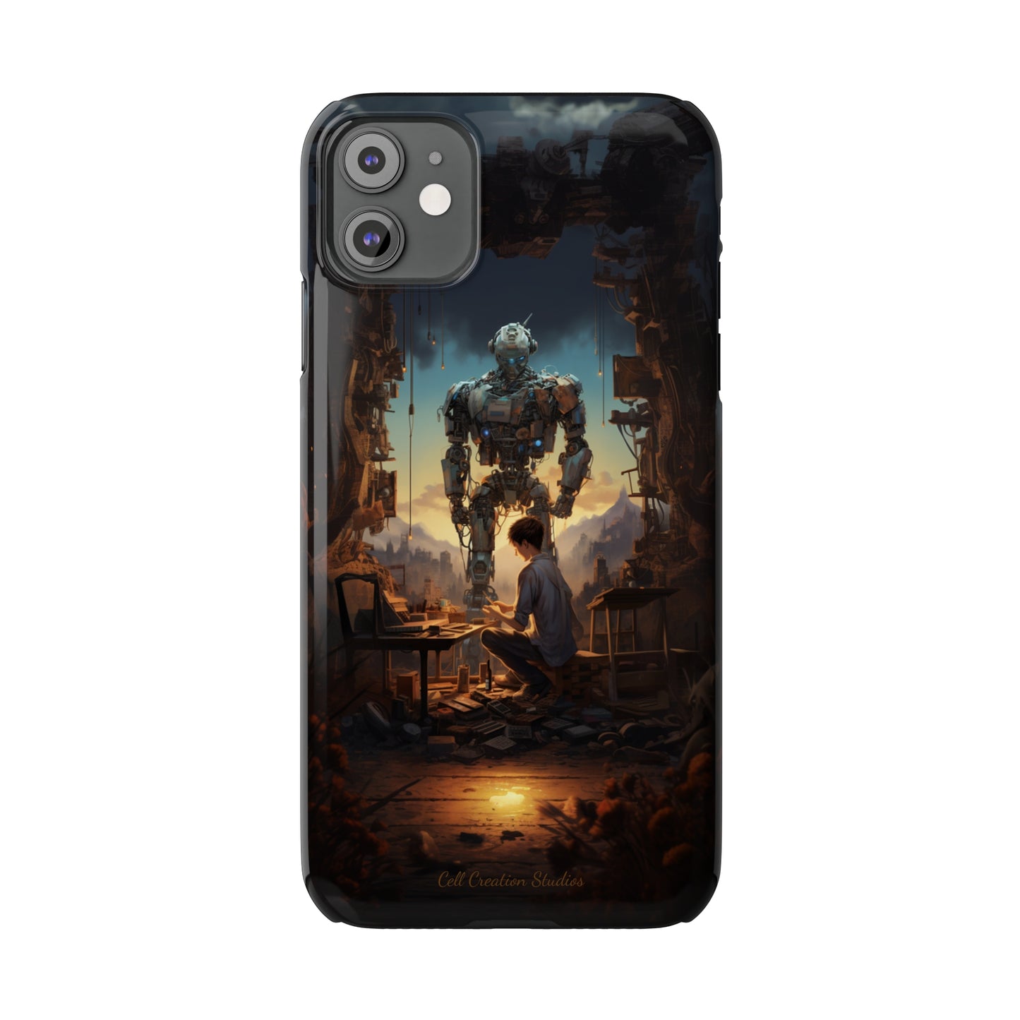 Introducing the "Mechanical Bond" Cell Phone Case – Witness a Captivating Moment of Giant Robot and Boy -Slim Phone Cases