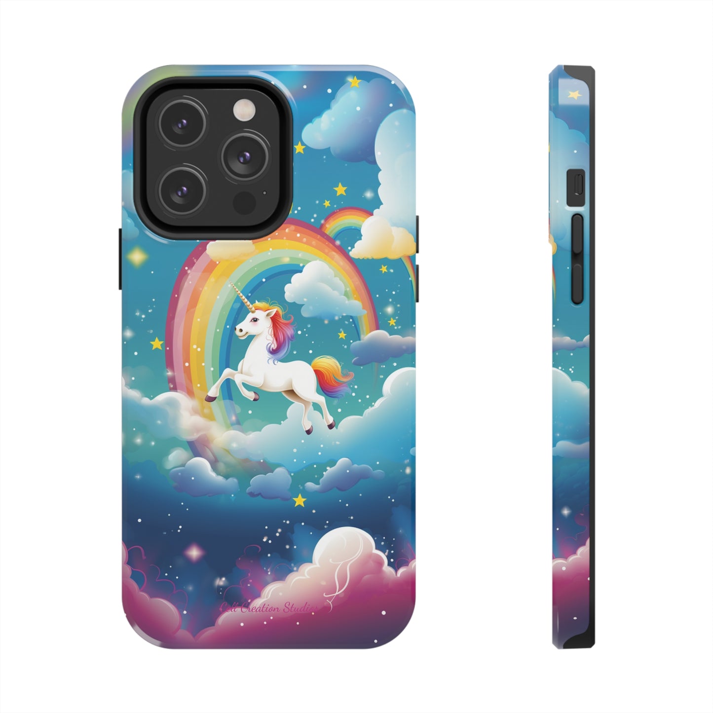 Introducing the "Rainbow Soar" Cell Phone Case – Embark on a Whimsical Journey with a Flying Unicorn -Tough Phone Cases