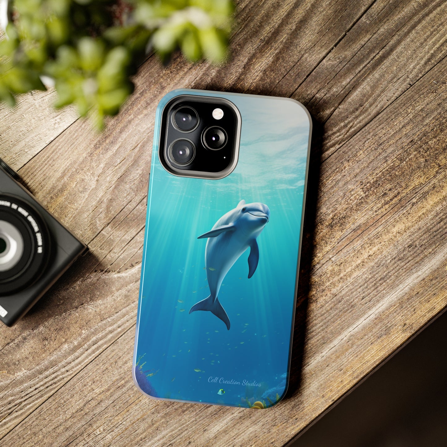 Introducing the "Dolphin Serenity" Cell Phone Case – Dive into Tranquility with a Graceful Dolphin -Tough Phone Cases