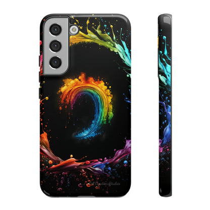 "Vibrant Swirls Painted on Black" Cell Phone Case -Tough Cases