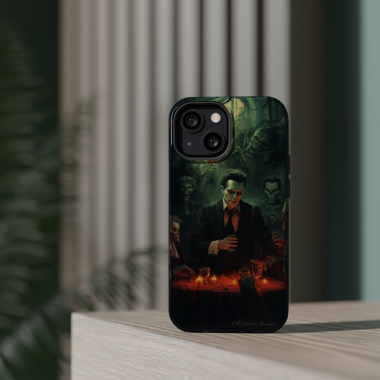 Introducing the "Dracula's Halloween Soiree" Cell Phone Case – Join the Spooky Gathering -MagSafe Tough Cases