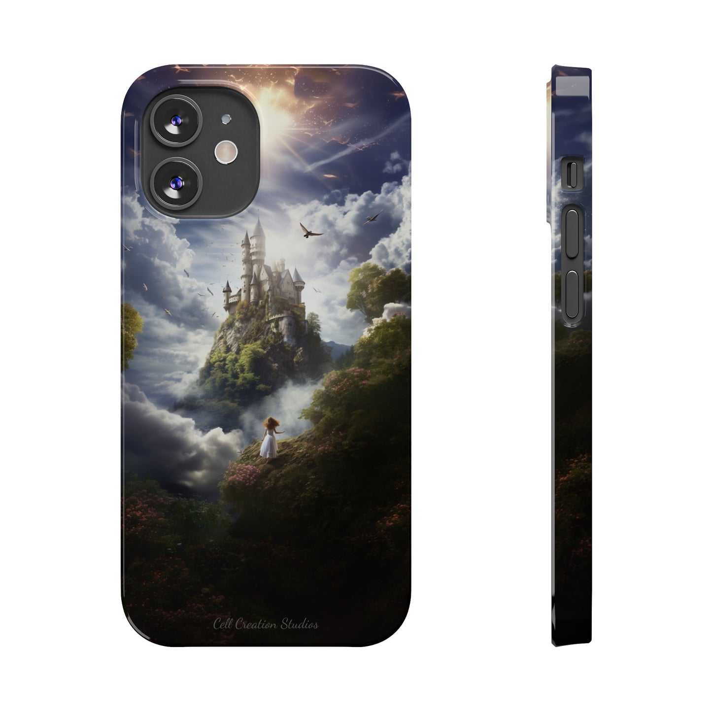 Introducing the "Enchanted Discovery" Cell Phone Case – Embark on a Journey of Magic with a Girl and a Magical Castle! -Slim Phone Cases