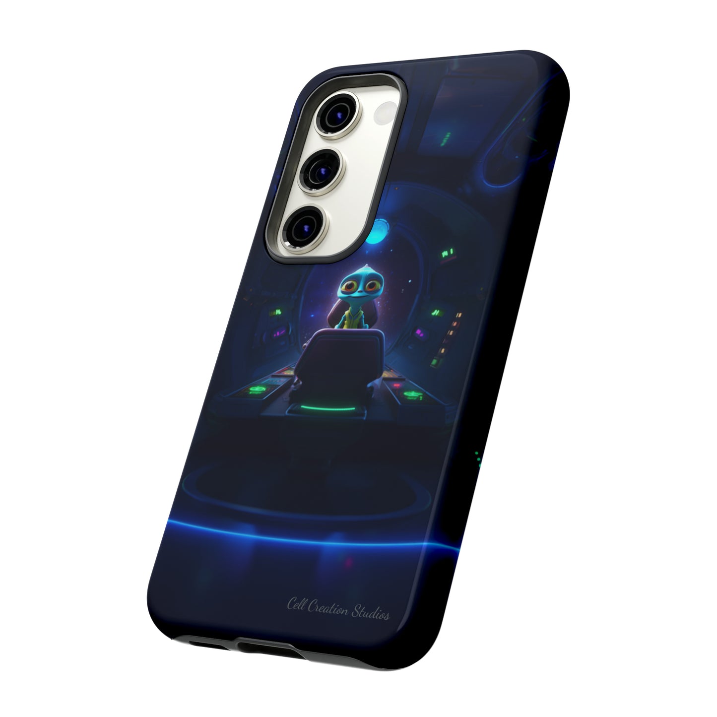 The "Galactic Buddy" Blue Alien Spaceship Phone Case -Tough Cases