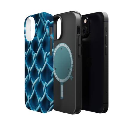 Introducing the "Elegant Chainlink" Cell Phone Case – Embrace Contemporary Style with Blue Chain Link Design -MagSafe Tough Cases