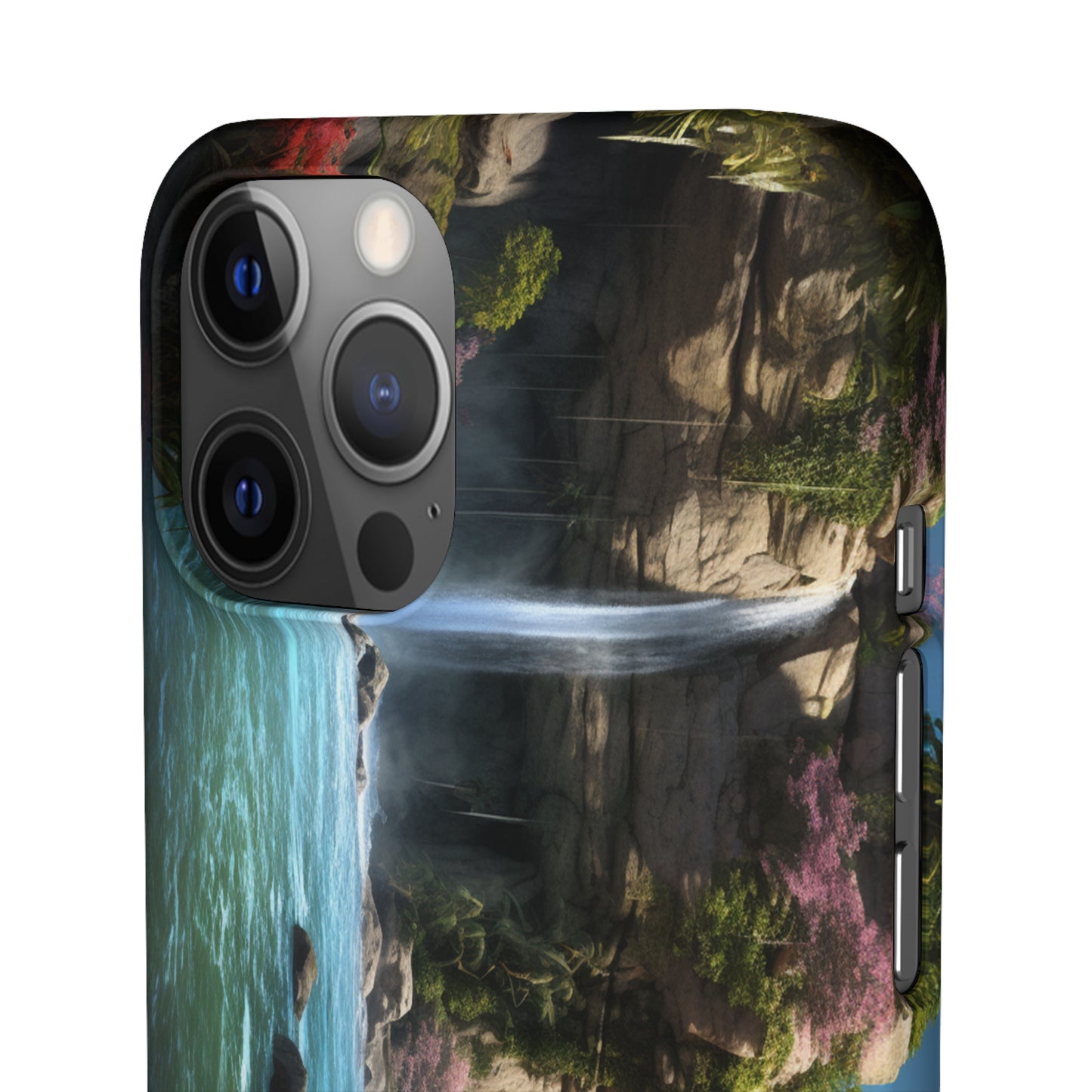 Introducing the "Nature's Cascade" Cell Phone Case – Capture Majestic Beauty with Rock Cliffs and Waterfall! -Snap Cases