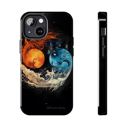 "Harmony in Contrast: Orange and Blue Yin and Yang Phone Case" -Tough Phone Cases